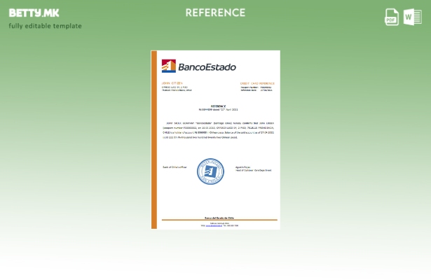 референтен шаблон во модерен стил Чиле Банко дел Естадо